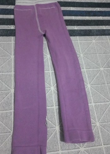 Kız Çocuk Mor Baskılı Triko Tayt - Görsel 4