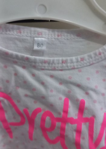 Kız Çocuk Pembe Baskılı Düğmeli Tişört - Görsel 3