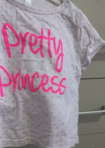 Kız Çocuk Pembe Baskılı Düğmeli Tişört - Görsel 2