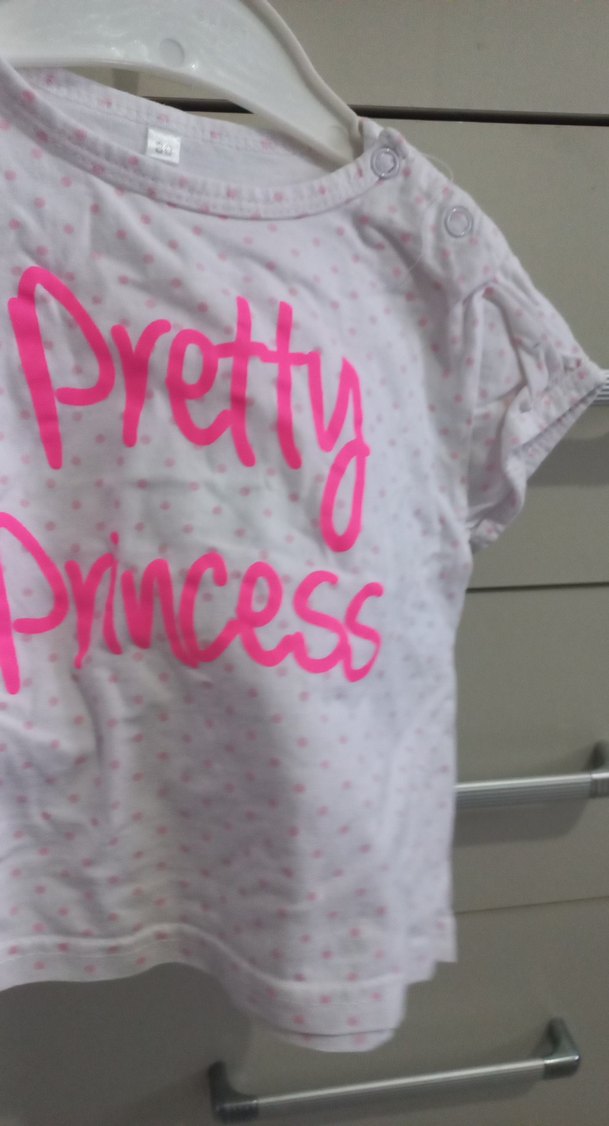 Kız Çocuk Pembe Baskılı Düğmeli Tişört - Görsel 2