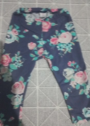 Kız Çocuk Mavi Çiçekli Denim Tayt - Görsel 4