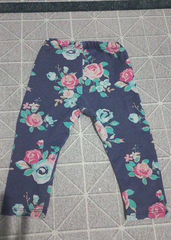 Kız Çocuk Mavi Çiçekli Denim Tayt - Görsel 5