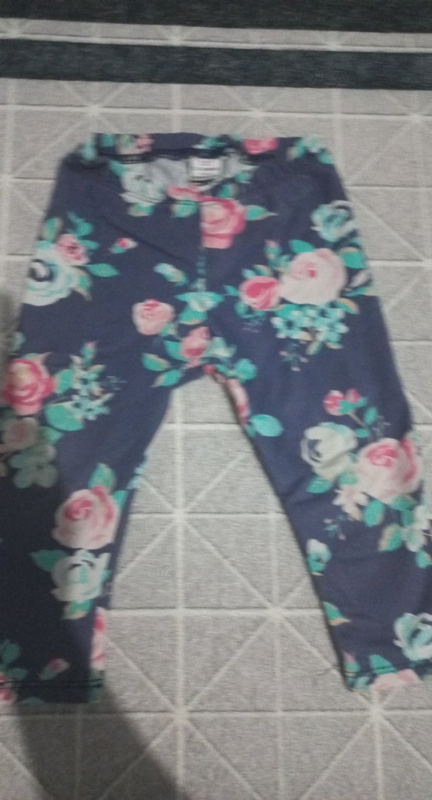 Kız Çocuk Mavi Çiçekli Denim Tayt - Görsel 4