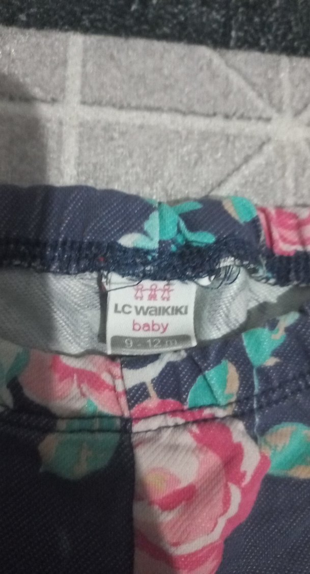 Kız Çocuk Mavi Çiçekli Denim Tayt - Görsel 3