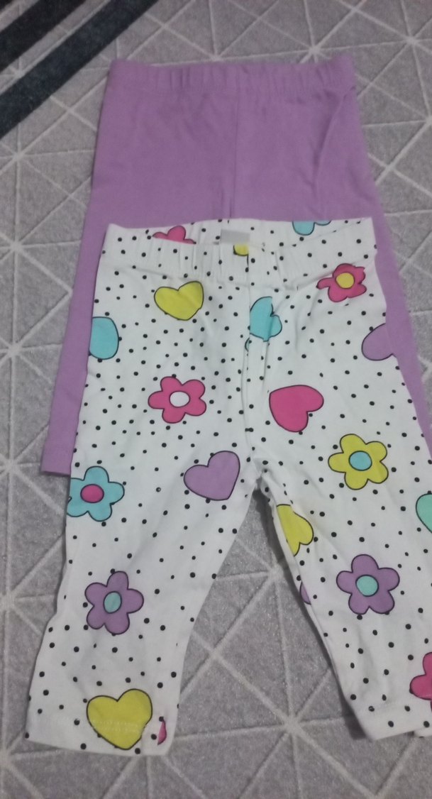 Çiçekli ve Düğmeli Kız Taytları 2li - Görsel 2