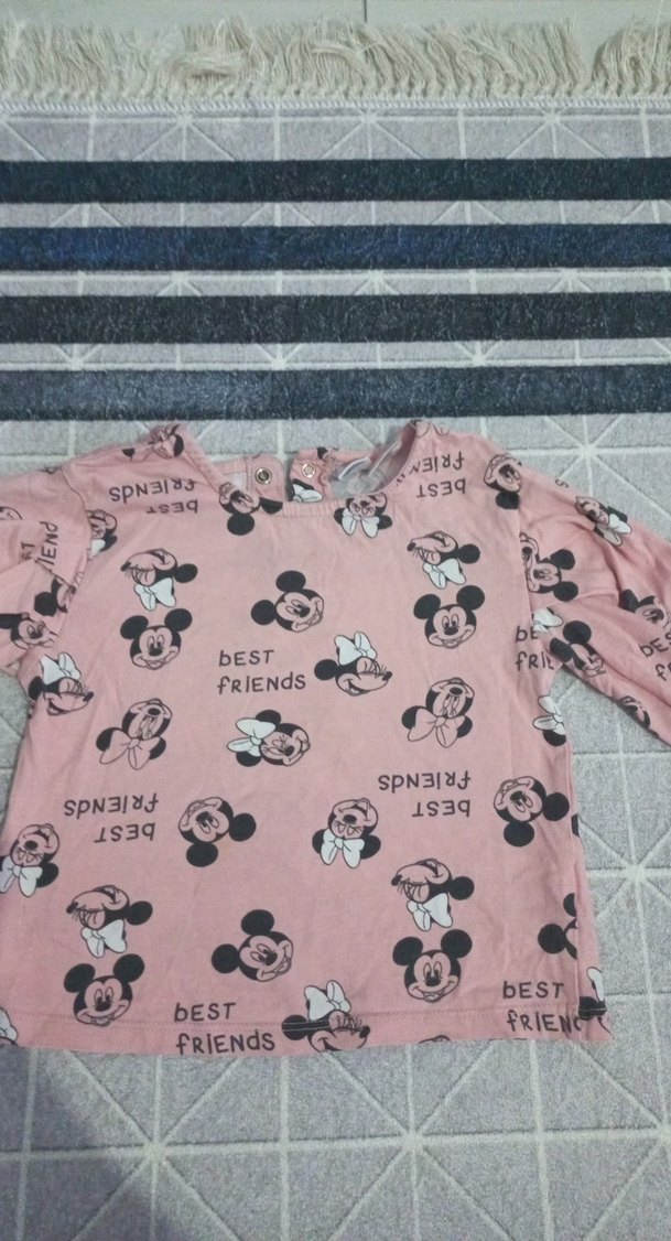 Kız Çocuk Fuşya Kelebek Baskılı Fırfırlı Tişört 6 adet - Görsel 3