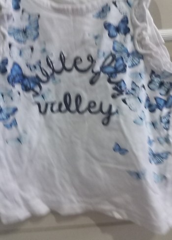 Beyaz Kelebek Baskılı Fırfırlı Kız Tişörtü - Görsel 3