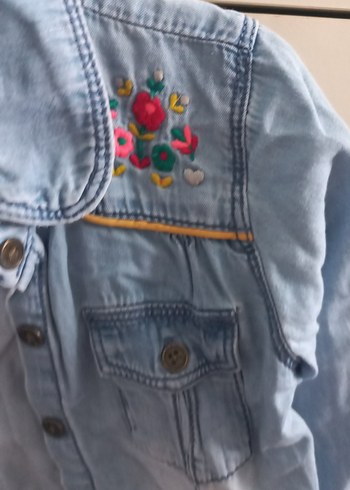 Nakış Detaylı Mavi Kız Denim gömlek - Görsel 3