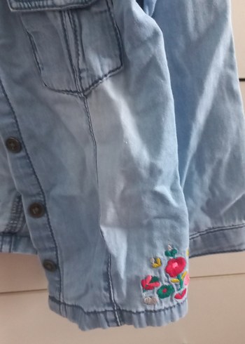 Nakış Detaylı Mavi Kız Denim gömlek - Görsel 4