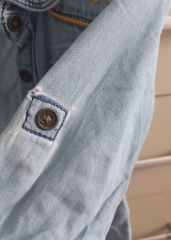 Nakış Detaylı Mavi Kız Denim gömlek - Görsel 5