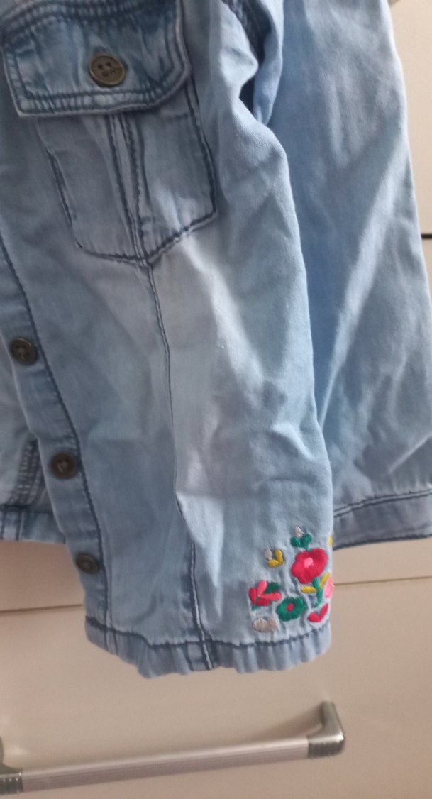 Nakış Detaylı Mavi Kız Denim gömlek - Görsel 4