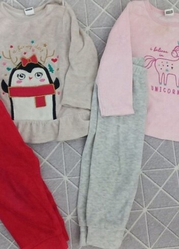 Kız bebek kadife pijama takım 9/12 2li takım