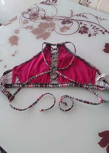 36 Beden Renkli Tie-Dye Bohem Bikini Üstü