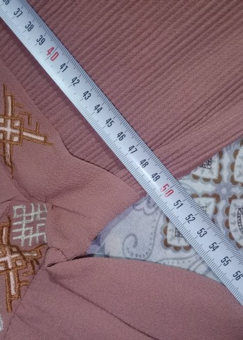 Bej Nakışlı Uzun Kollu Bohem Tunik - Görsel 6