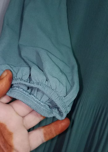 Turkuaz Nakışlı Piliseli Uzun tunik - Görsel 4