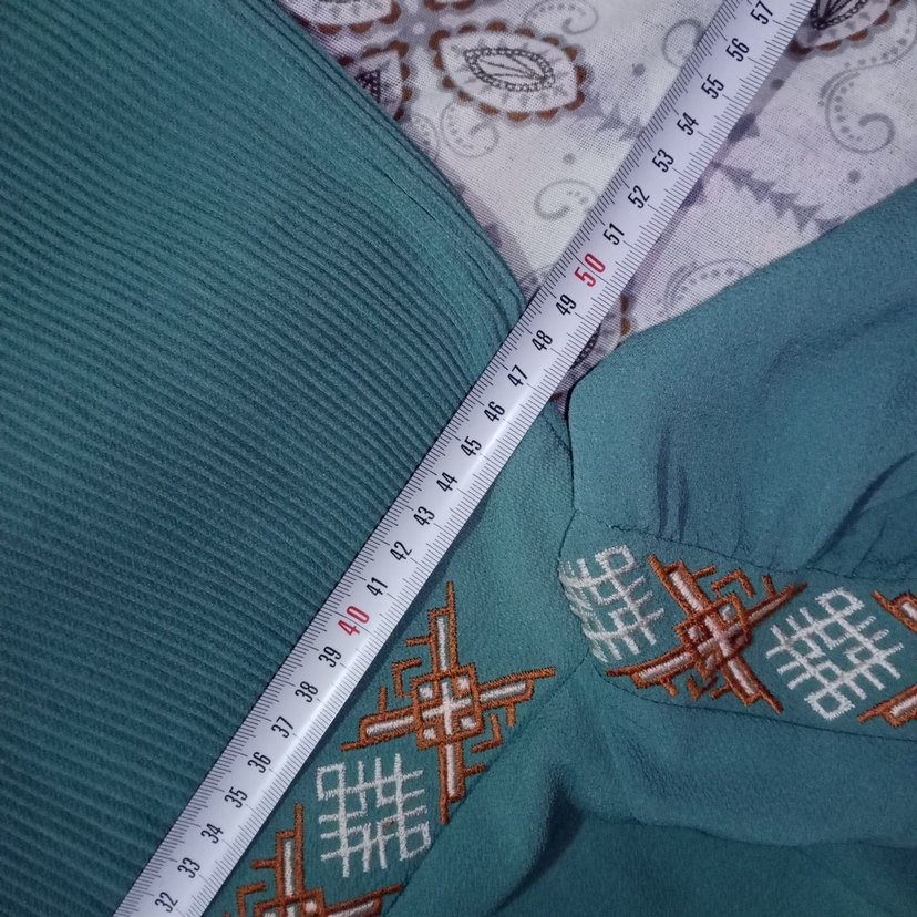 Turkuaz Nakışlı Piliseli Uzun tunik - Görsel 5