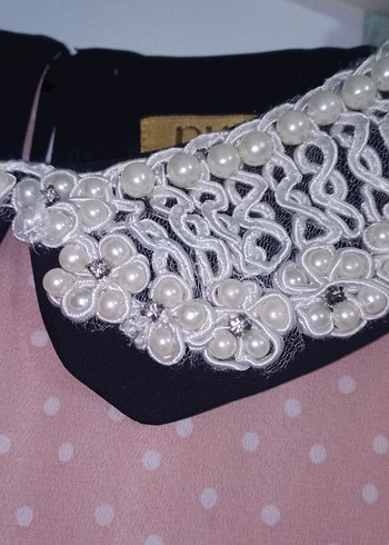 Pudra Siyah Uzun Kollu Uzun Elbise - Görsel 2