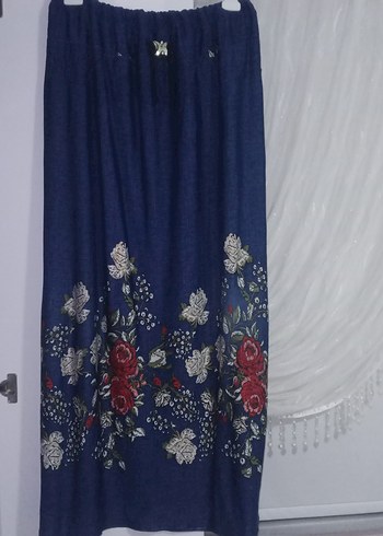 Nakışlı Lacivert Uzun Bohem Etek - Görsel 2