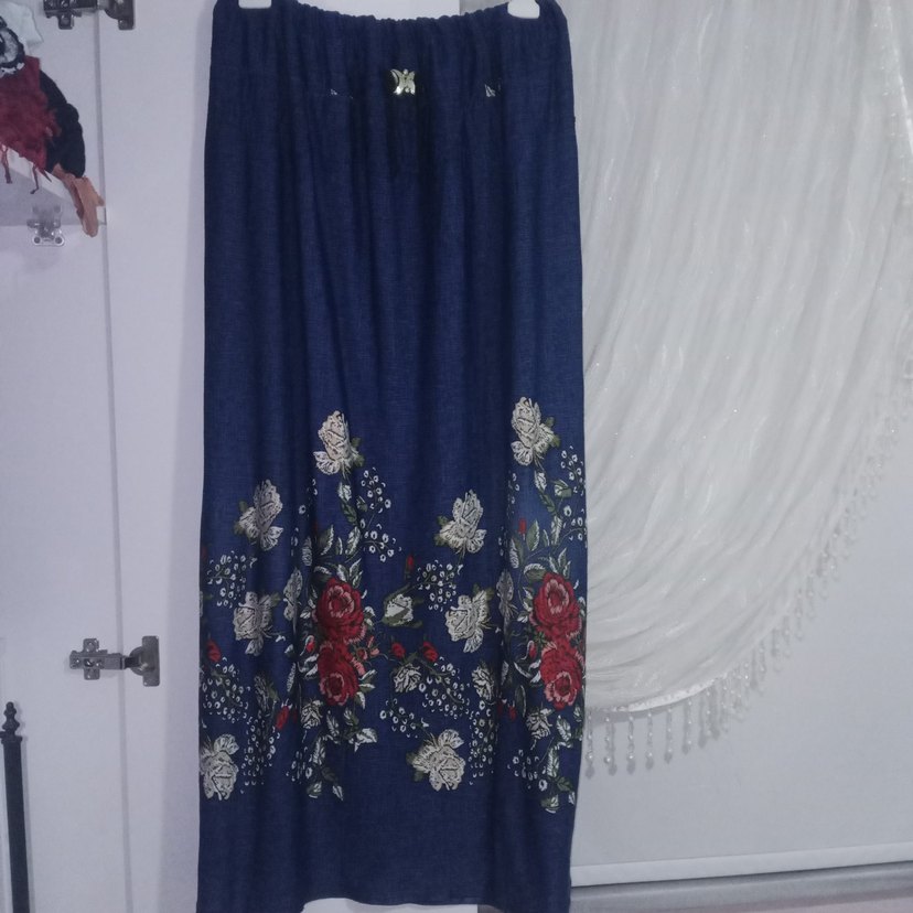 Nakışlı Lacivert Uzun Bohem Etek - Görsel 2