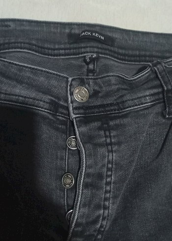 Düğmeli Gri Erkek Denim Pantolon - Görsel 2