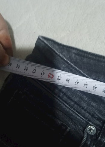 Düğmeli Gri Erkek Denim Pantolon - Görsel 5