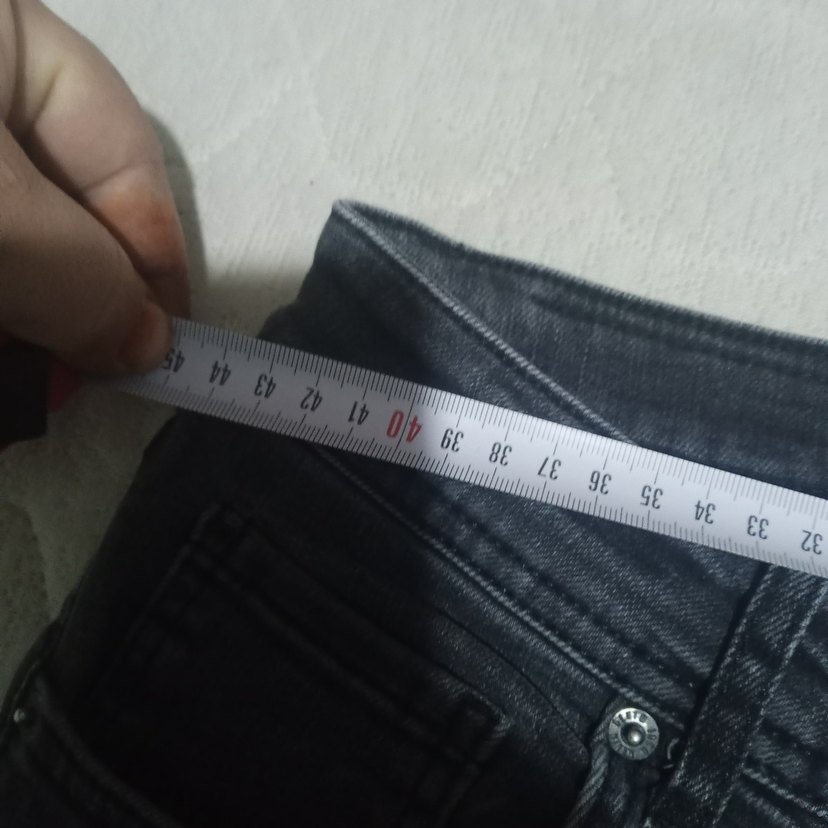 Düğmeli Gri Erkek Denim Pantolon - Görsel 5
