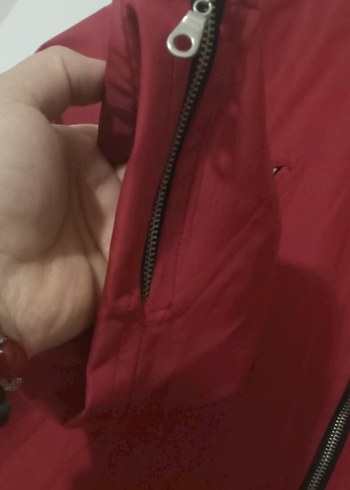 Dizaynlı Kırmızı Fermuarlı erkek mont - Görsel 3