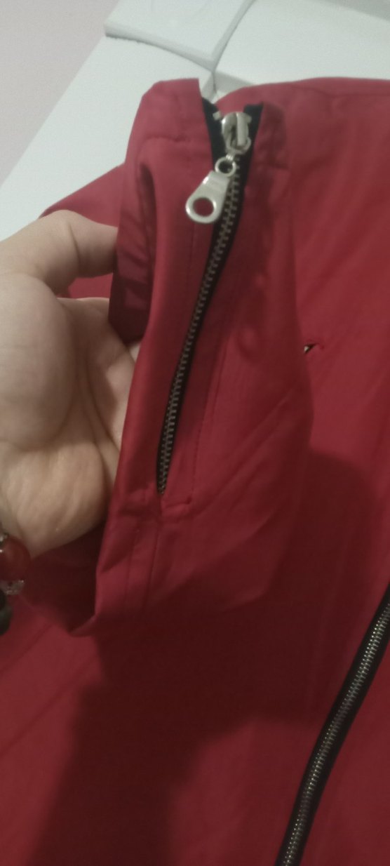 Dizaynlı Kırmızı Fermuarlı erkek mont - Görsel 3