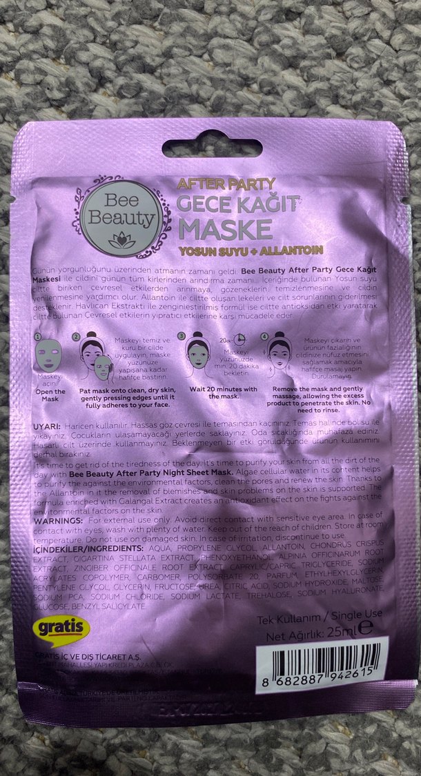 Bee Beauty  Kağıt Yüz Maskesi - Görsel 5