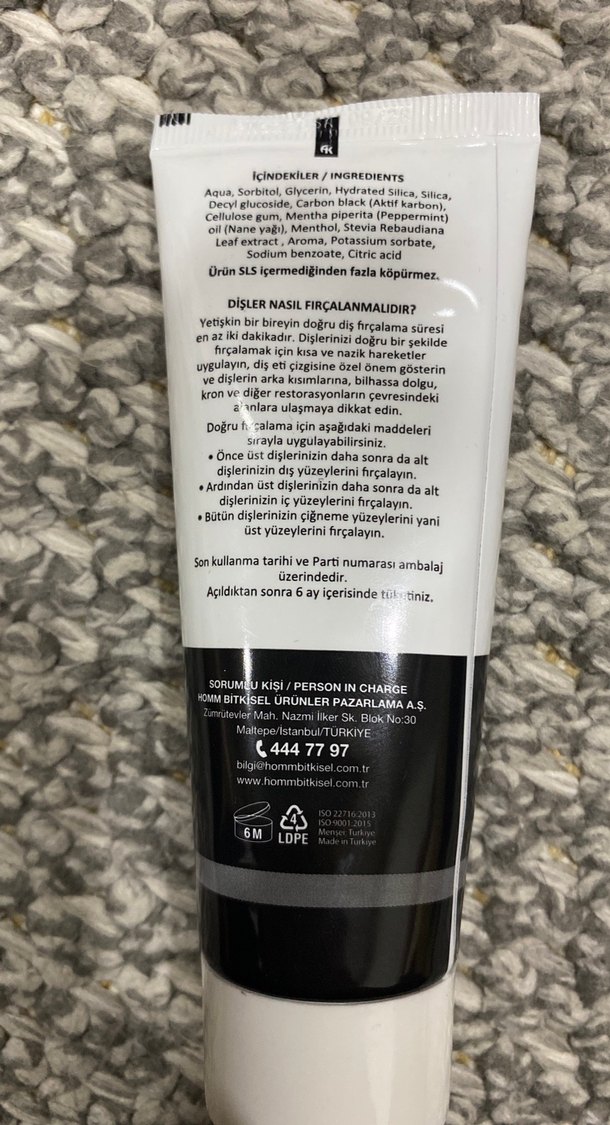 Homm Life Siyah Karbonlu Naneli Diş Macunu 75 ml - Görsel 2