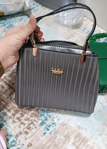 Tokalı Gri Desenli Kadın Çanta - Görsel 4