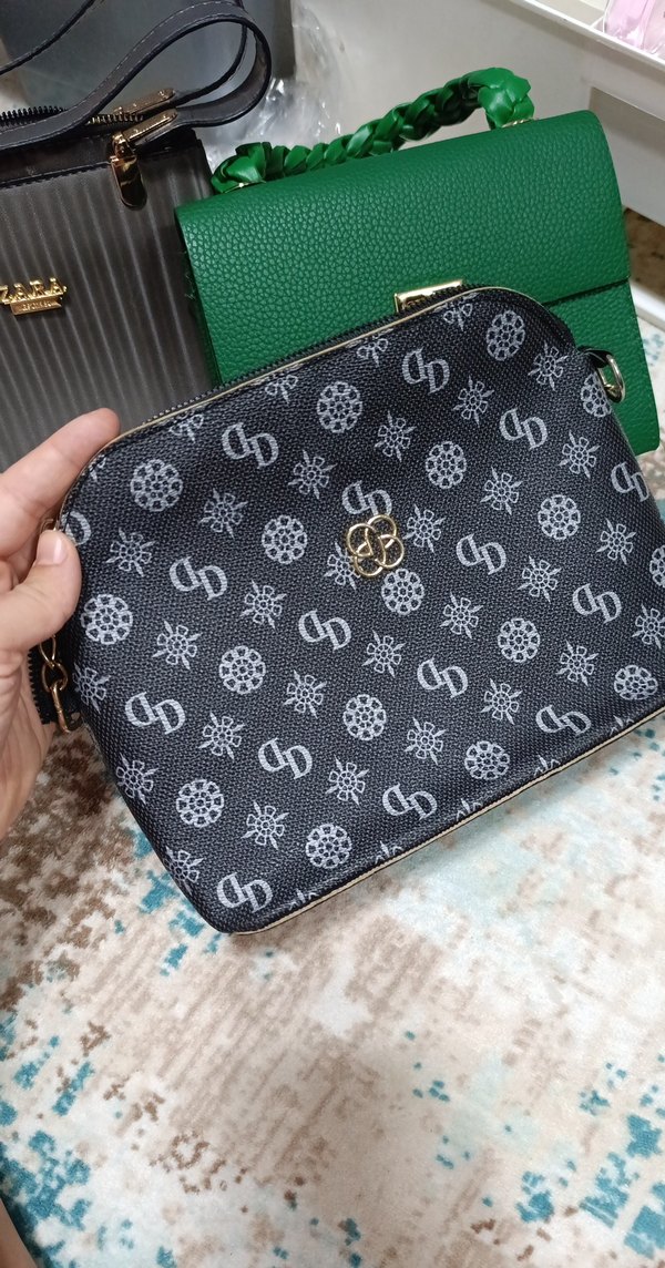 Tokalı Gri Desenli Kadın Çanta - Görsel 2