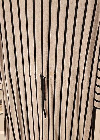 Gri Çizgili Uzun Kadın Elbise - Görsel 2