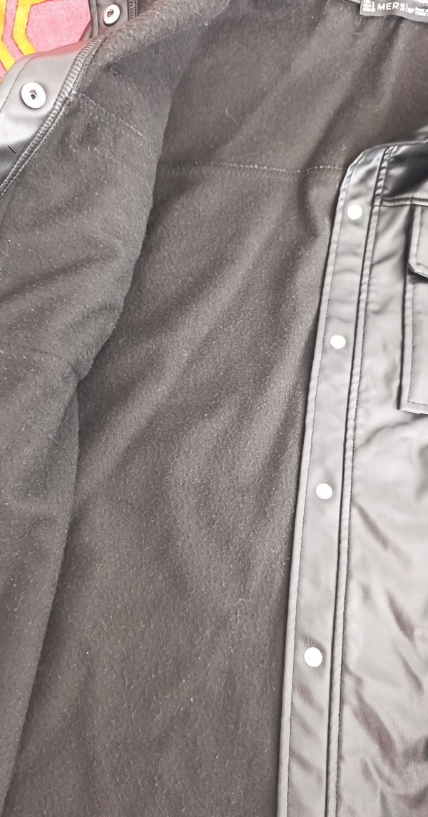 Düğmeli Siyah Deri Kadın Ceket - Görsel 5