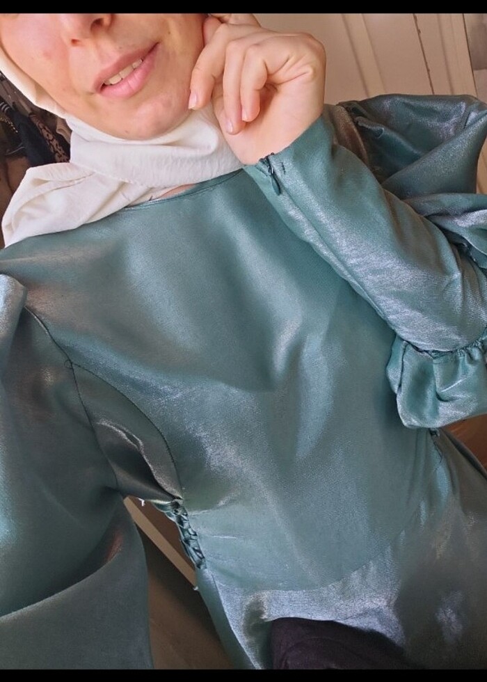 Balon kol tesettür abiye  - Görsel 3