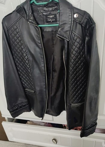 Kadın Siyah Deri Biker Ceket - Görsel 2