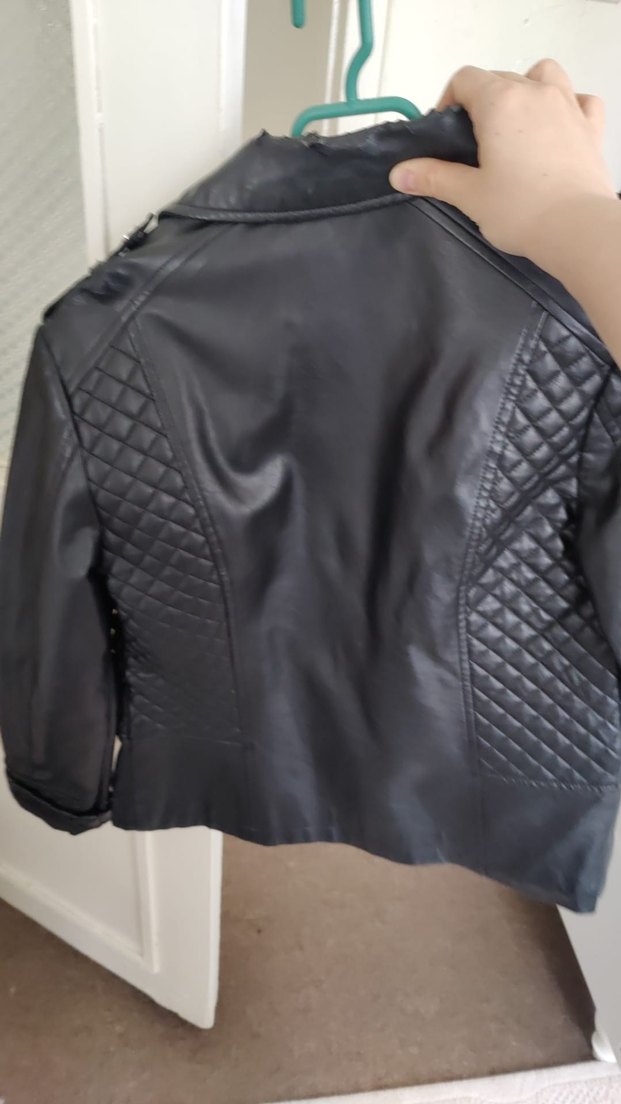 Kadın Siyah Deri Biker Ceket - Görsel 3