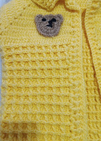 Sarı Nakışlı Kız Triko Hırka - Görsel 3