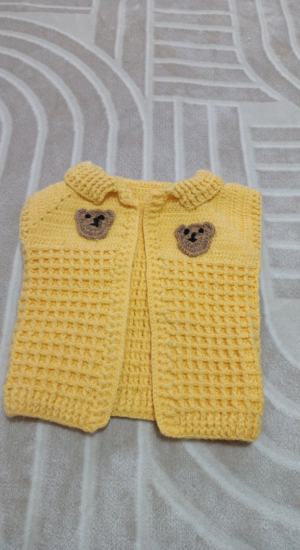 Sarı Nakışlı Kız Triko Hırka - Görsel 2