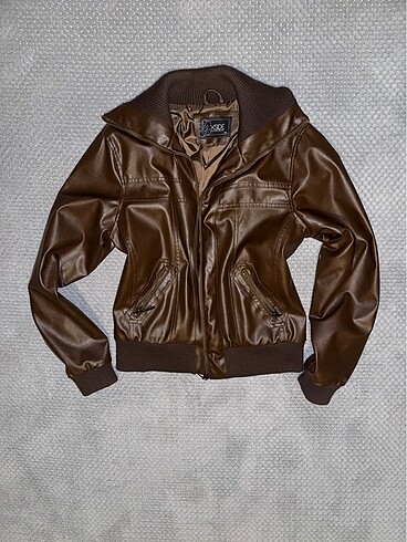 Oversize vintage deri ceket unisex