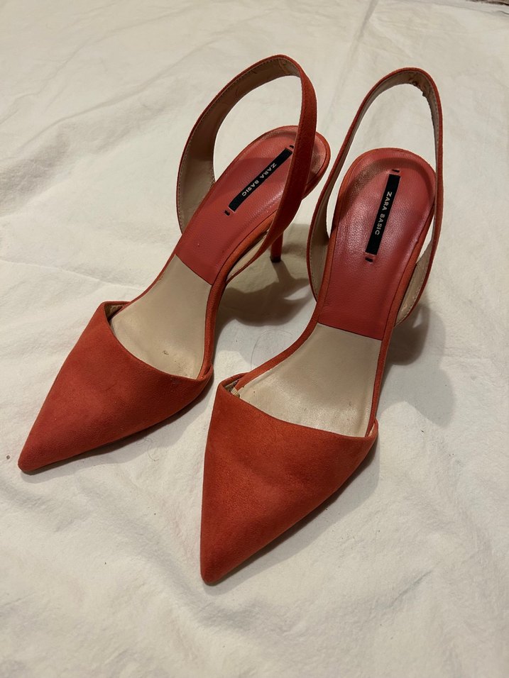 Turuncu zara stiletto sandalet - Görsel 1