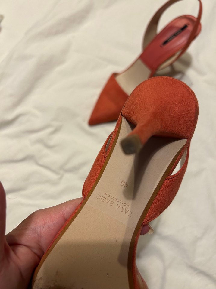 Turuncu zara stiletto sandalet - Görsel 3