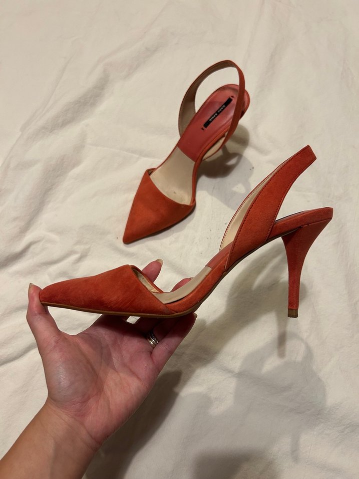 Turuncu zara stiletto sandalet - Görsel 2