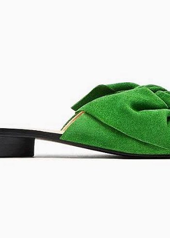 Yeşil Süet Fiyonklu Terlik - Görsel 2