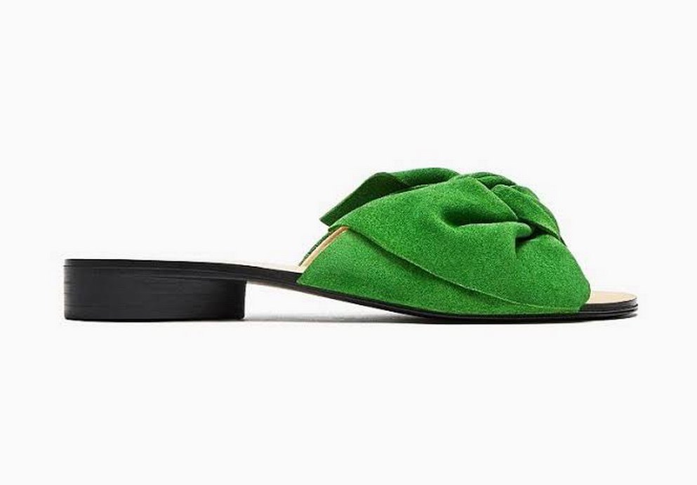 Yeşil Süet Fiyonklu Terlik - Görsel 2