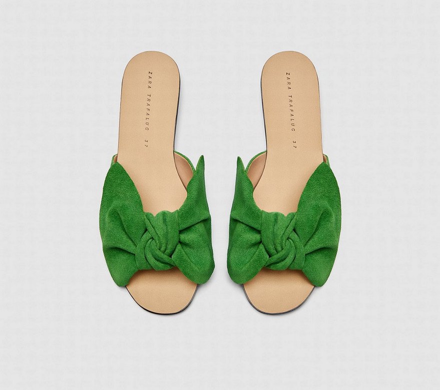 Yeşil Süet Fiyonklu Terlik - Görsel 1