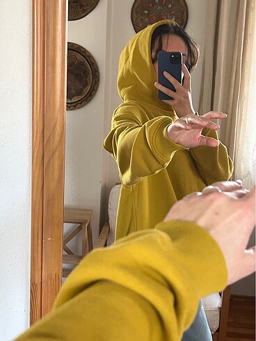 m Beden sarı Renk Oversize karo kauer hoodie