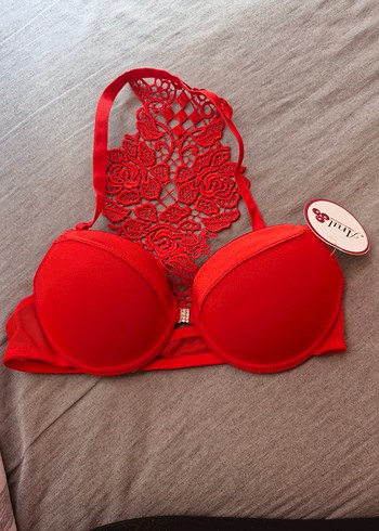 Nakışlı Kırmızı Sütyen - Görsel 4