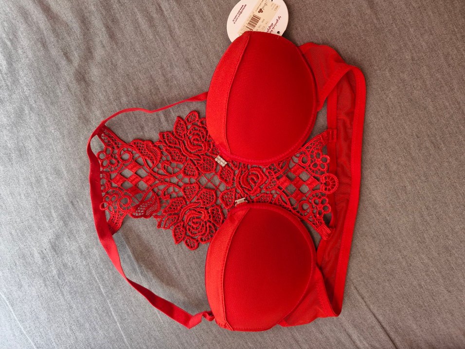 Nakışlı Kırmızı Sütyen - Görsel 2