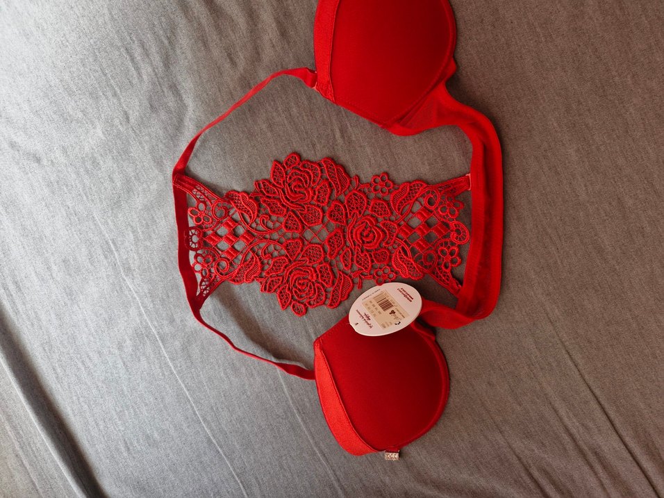 Nakışlı Kırmızı Sütyen - Görsel 3